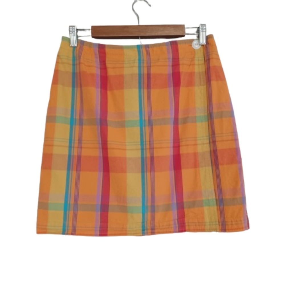 GAP Multicolor Y2K 90s Clueless Style Retro Plaid Cotton Mini Wrap Skirt Size 12